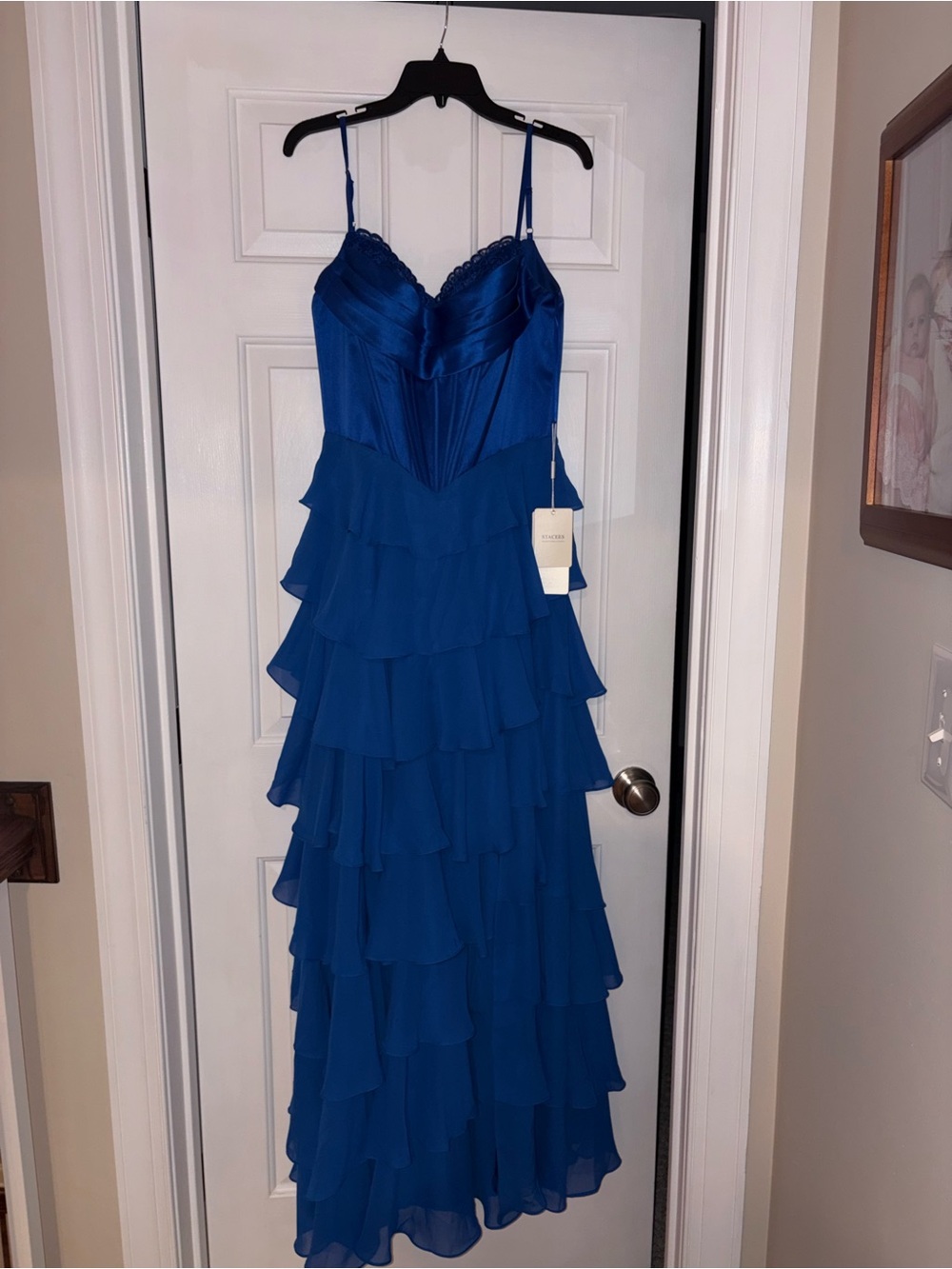 Blue Tiered Maxi Dress - Elegant Women's Evening Gown